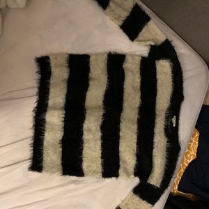 Black and white fuzzy sweater